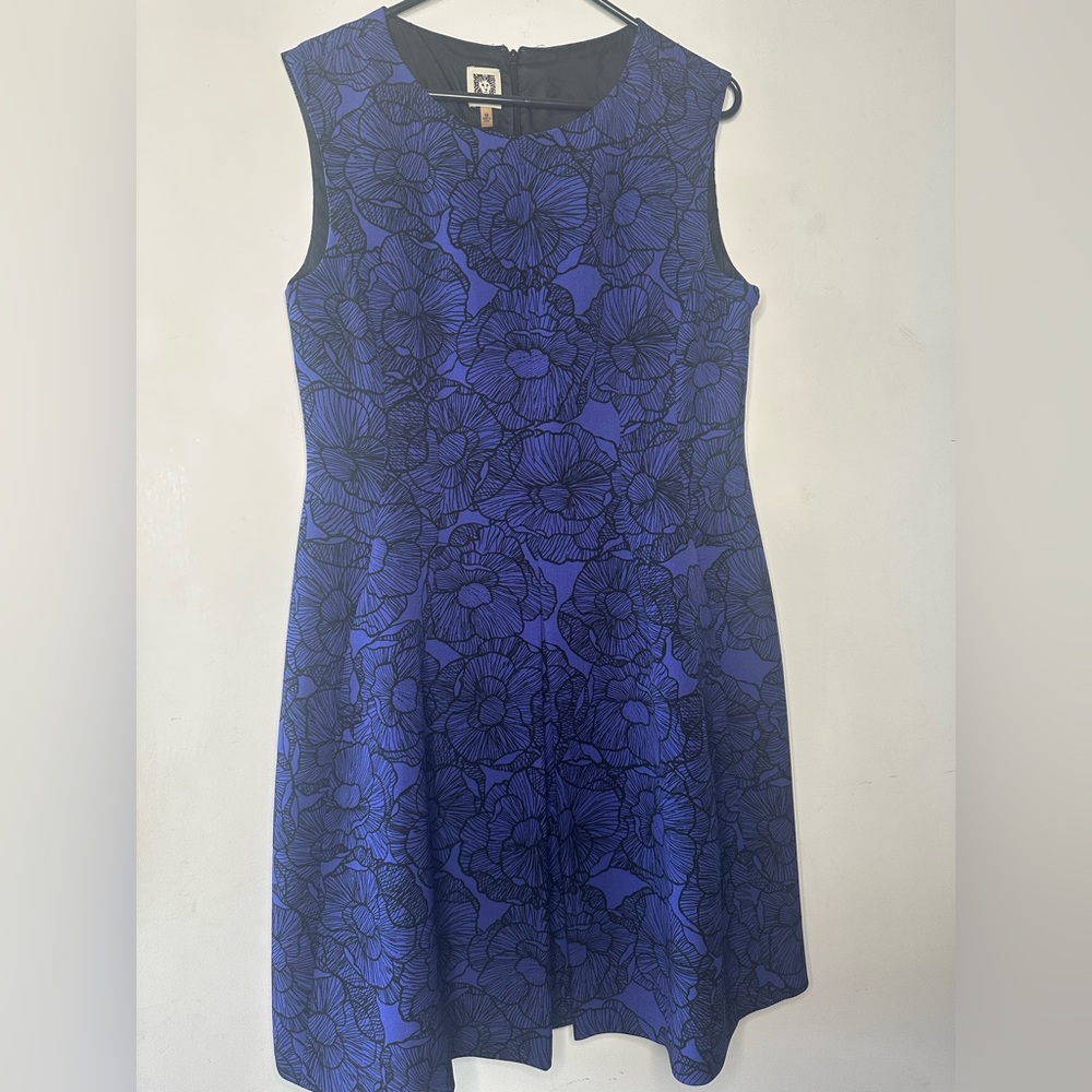 Anne Klein Sleeveless Floral Printed Crew Neck Dress Size 14